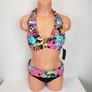 NWT Kenneth Cole Multi  Colored Bikini Size Small